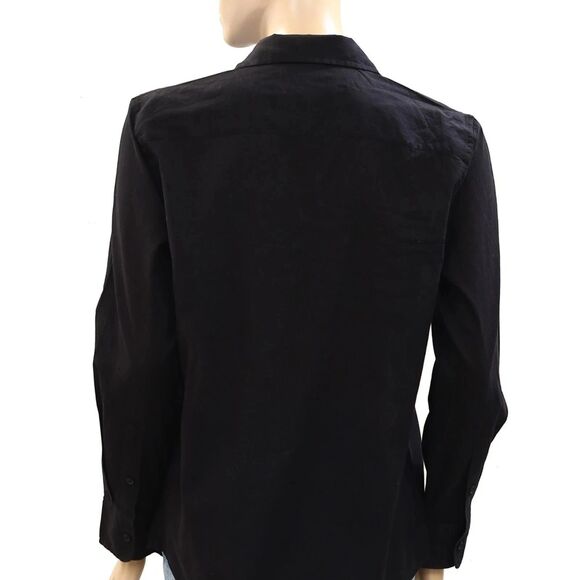 Nili Lotan Nathael Shirt Tunic Top Buttondown Ruffle Cotton Black XS NEW 283748 - Picture 7 of 8
